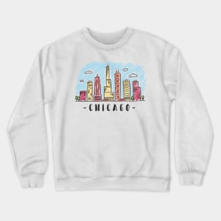 Chicago Watercolor Skyline Crewneck Sweatshirt